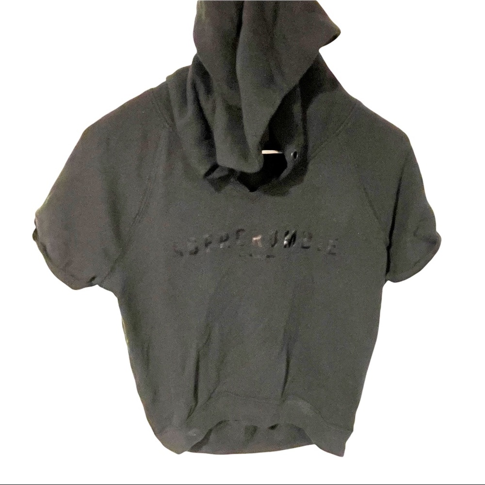 Abercrombie & Fitch Small Black Spellout Hooded Short‎ Sleeve Sweatshirt